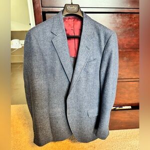 Men's double vented Coppley blue blazer, size 42
